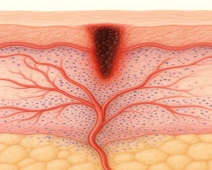 Ilustração esquemática da fase inflamatória do tecido tratado com o Fusion