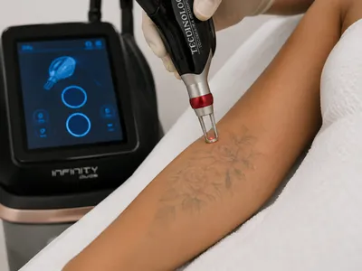 Aplicação do Infinity DUOS em protocolo de remoção de tatuagem